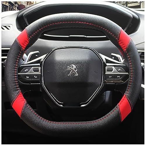 Lenkradbezug Auto, Für Peugeot 508/508L 2011-2023 Mode Anti-Rutsch-Leder Auto Innenraum,B von VTRWLMWN