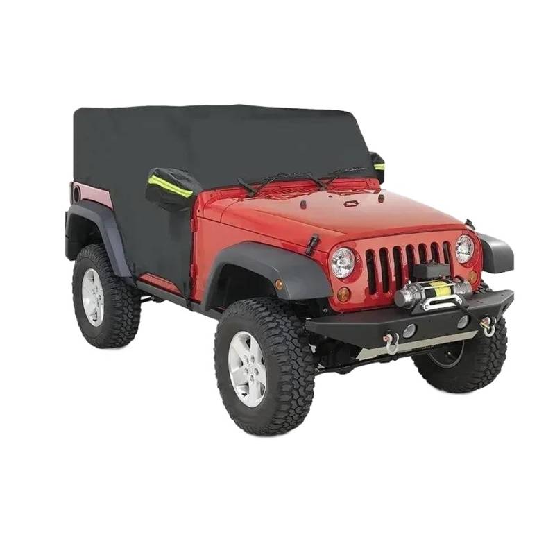 Vollständige Autoabdeckung Für Jeep Für Wrangler JK Hardtop 2 4 Türer 2007-2021 Autodach-Halbabdeckung, wasserdichte Sonnenschutzabdeckung(Black 2 Door) von VTSGBLS