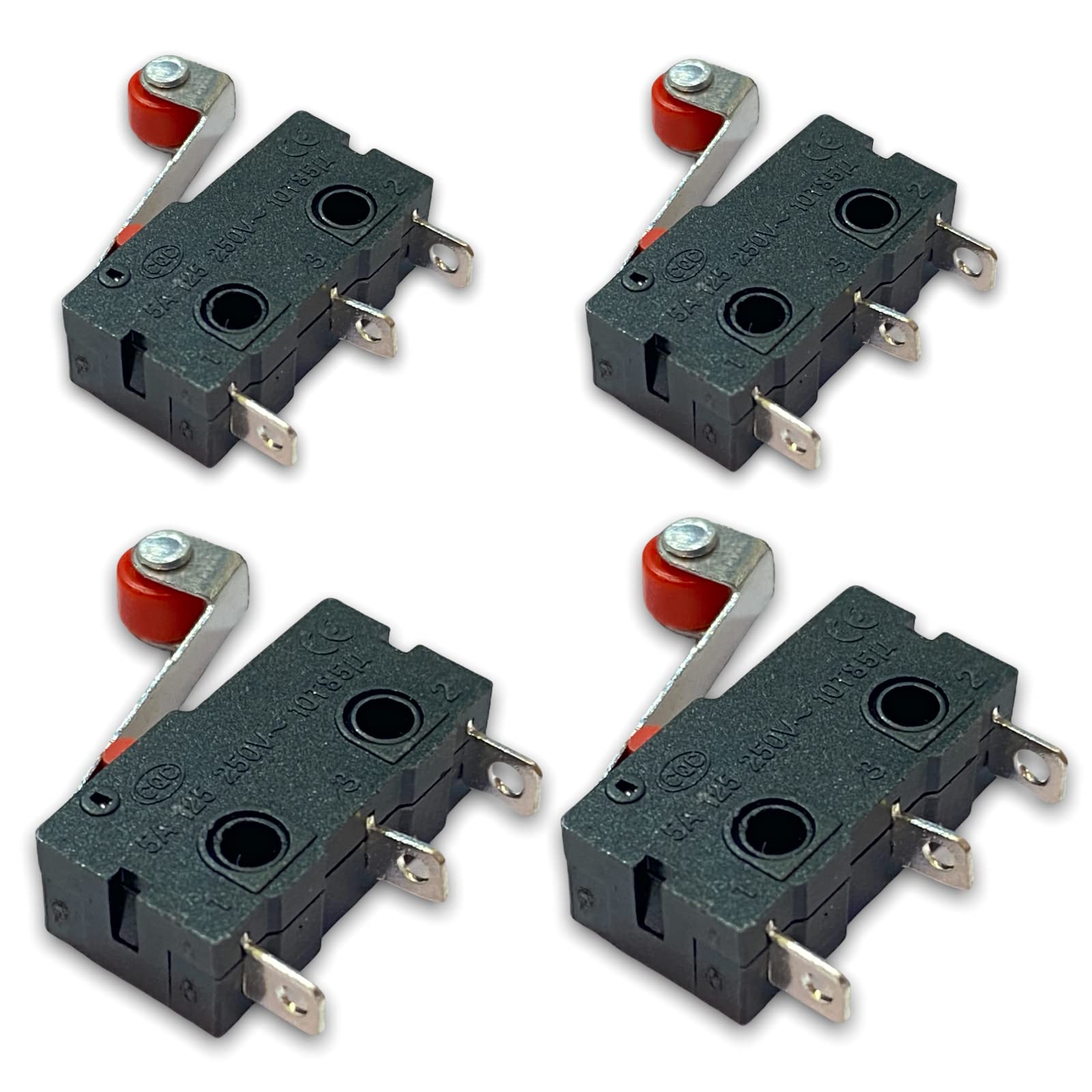 4x Stück Micro Mikroschalter Endschalter Positionschalter Schalter mit Rollenhebel Schließen Taster Tür Fenster Alarm 250V 5A SPDT 3Pin von VUNIVERSUM