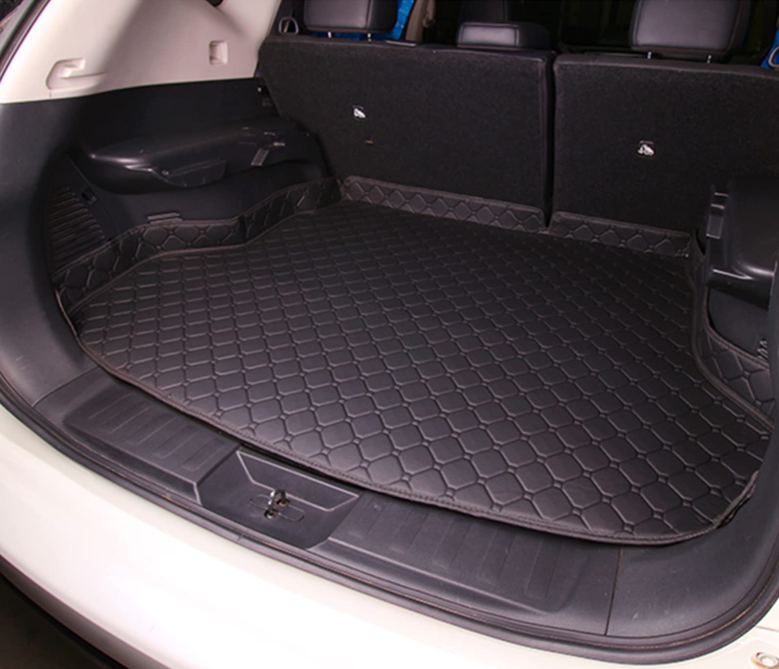 Auto Leder Kofferraummatte Kofferraumwanne für O-pel Corsa (D) 2006-2014, Antirutschmatte Kofferraum Schutzmatte Kofferraumschutz, Kofferraummatte,Black-Plus von VURB