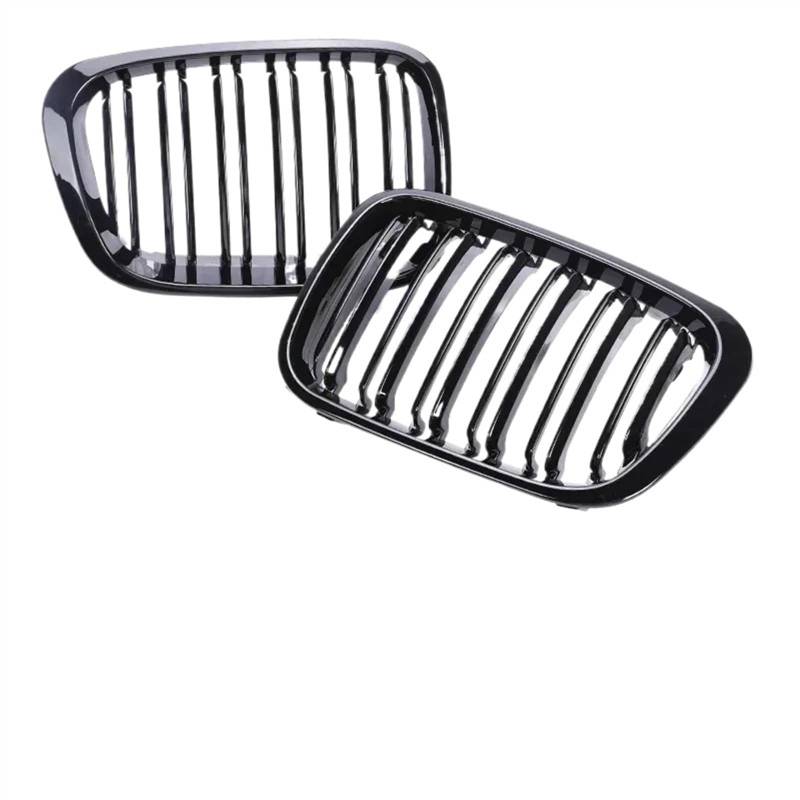 VVBNIN Front Kühlergrille Kompatibel Mit 3er E46 318i 320i 325i 330i 1998 1999 2000 2001 Auto-Frontnierengrill Kühlergrill Vorne Stoßstangengrill(4 Dual Gloss Black) von VVBNIN