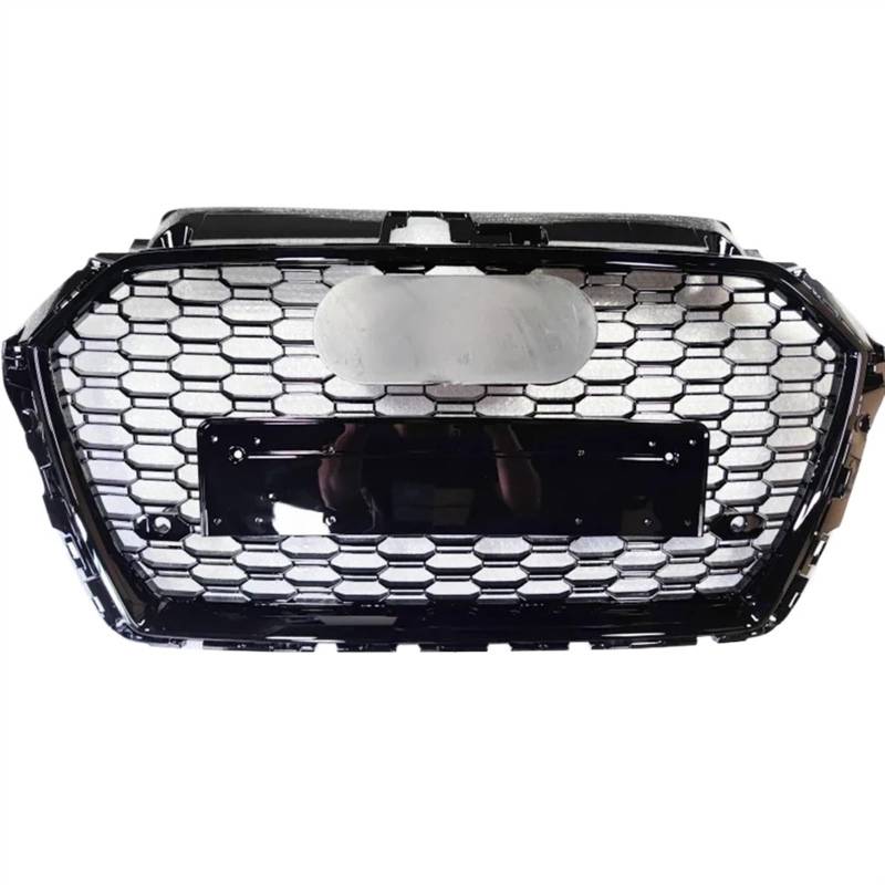 VVBNIN Front Kühlergrille Kompatibel Mit A3 S3 RS3 8V 2017 2018 2019 2020 Autofront Für Sport Hex Mesh Honeycomb Hood Grill Autozubehör Ersatz(Black Emblem) von VVBNIN