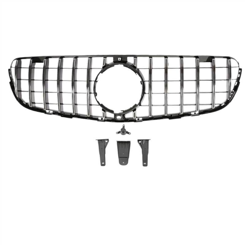VVBNIN Front Kühlergrille Kompatibel Mit Benz Für GLC X253 C253 350 400 500 2015 2016 2017 2018 2019 Stoßstangengitter Fronteinlassgitter Auto-Frontgrill Ersatz(Chrome) von VVBNIN