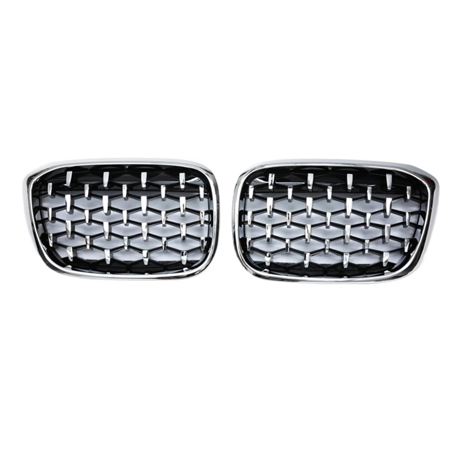 VVBNIN Front Kühlergrille Kompatibel Mit X3 X4 G01 G08 G02 2017 2018 2019 2020 2021 Diamantgrills Meteor Style Ersatzgrill Auto Frontstoßstangengrill(All Silver) von VVBNIN