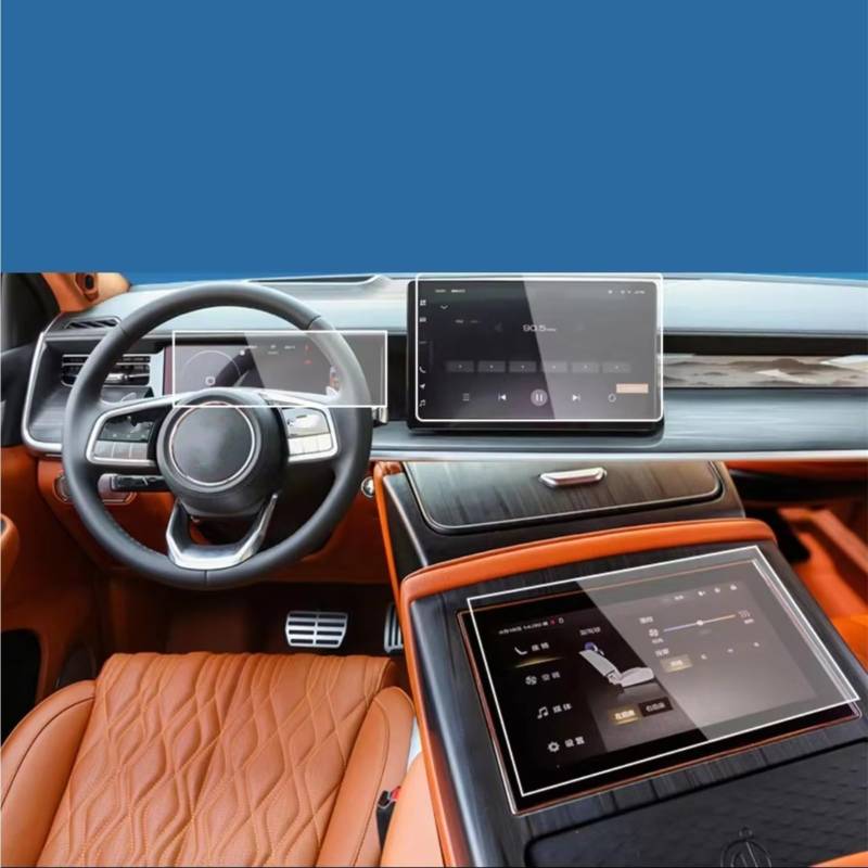 VVBNIN Kompatibel Mit GWM Für Tank 500 2023 2024, Auto-LCD-GPS-Navigation, Gehärtetes Glas Und Armaturenbrett-Displayschutzfolie GPS Navi Bildschirmfolie(3 Pieces) von VVBNIN