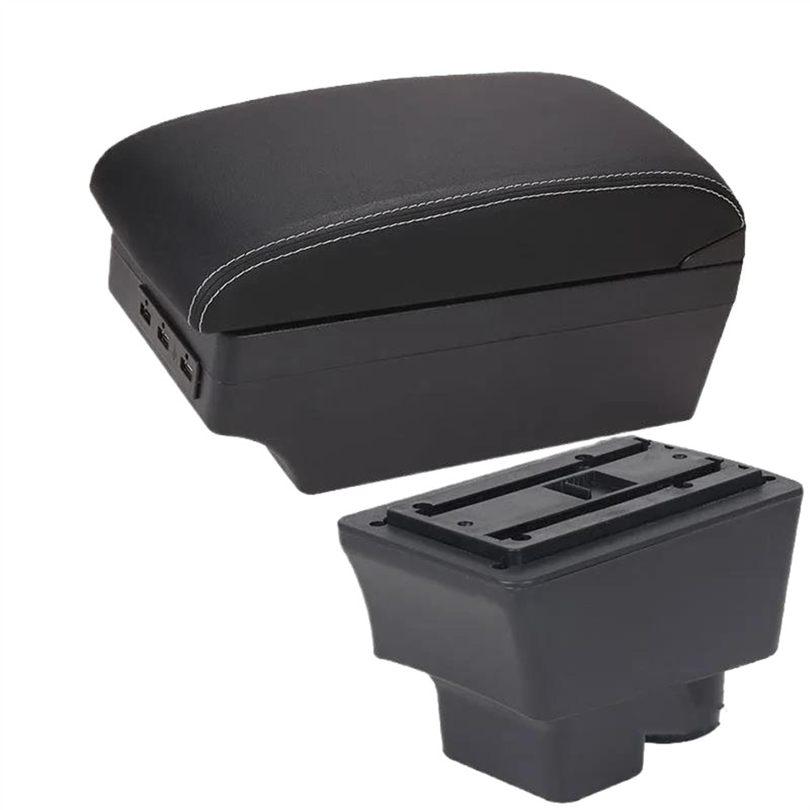 VVBNIN Kompatibel Mit Skoda Für Fabia 2 2008-2012 2013 2014 Auto-Armlehnenbox, Innenteile, Spezielle Nachrüstteile, Armlehnen-Aufbewahrungsbox Mit Getränkehalter, 7 USB Auto Mittelarmlehne(color1) von VVBNIN