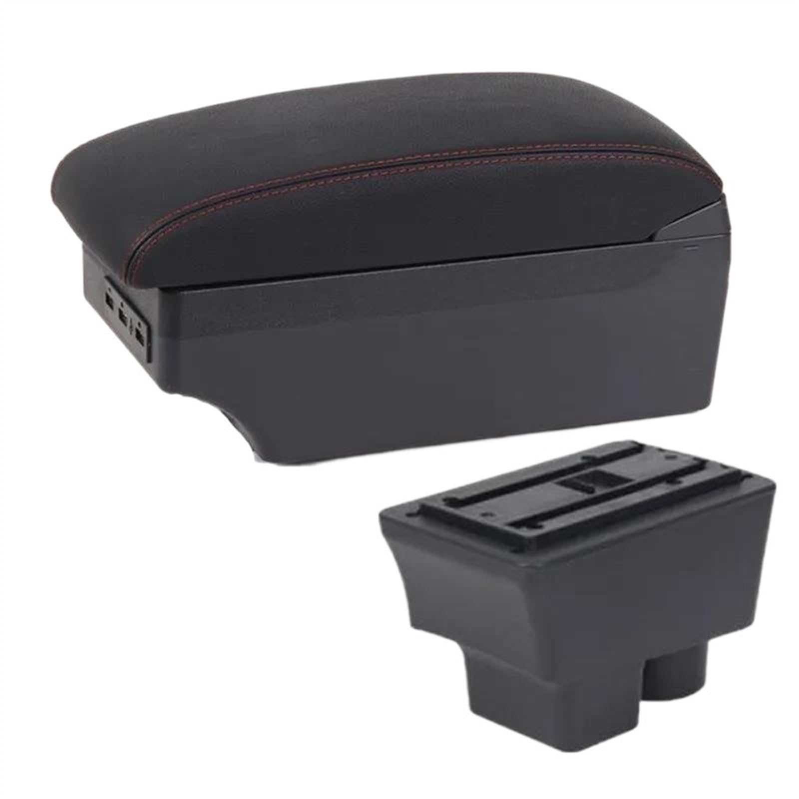 VVBNIN Kompatibel Mit Skoda Für Fabia 2008 2009 2010 2011 2012 2013 2014, Auto-Armlehnenbox, Armlehnen-Aufbewahrungsbox, Mittelkonsole Mit Getränkehalter, USB Auto Mittelarmlehne(3) von VVBNIN