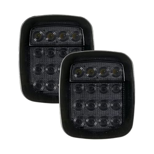 VVEDIK 2 Stücke/Set 16 LEDs Universal Rücklicht Bremse Rücklicht Für Jeep Wrangler YJ TJ CJ JK,Schwarz von VVEDIK