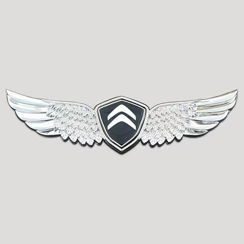 Auto Emblem für Citroen C4 L 2016-2018, Emblem Logo Aufkleber Metall Wasserdicht Selbstklebende Kühlergrill Abdeckung Abzeichen Auto Außendekoration Zubehör,Silver-C von VVEIDIA