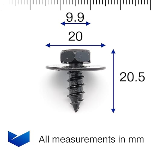 VVO Fasteners Metal Front Wheel Arch Lining and Mudguard Screw, Black (10 Stück) von VVO