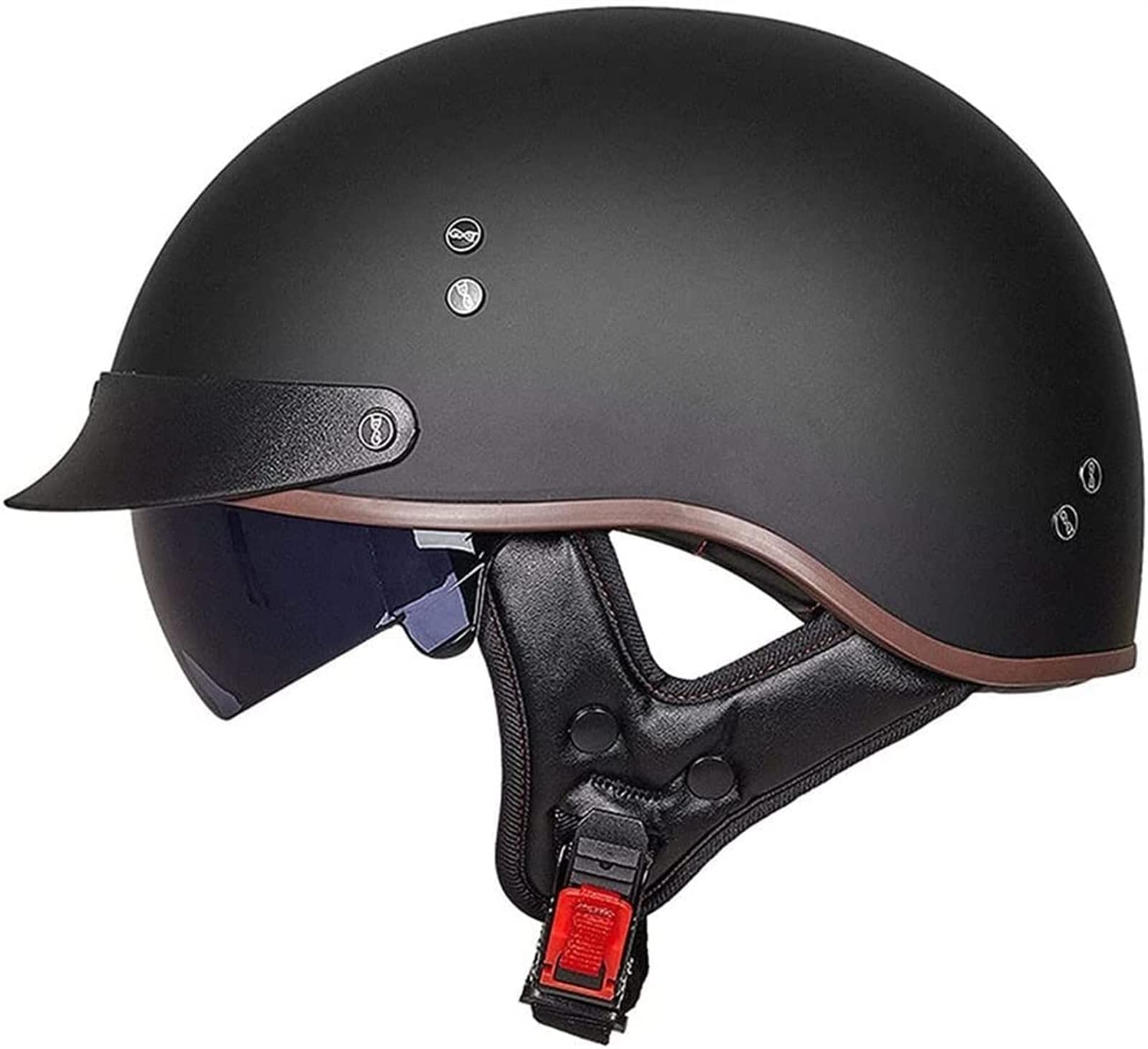 Halbhelme Motorradhelm, Halbschalenhelm Mit ECE Genehmigt Mit Visier Brain-Cap Halbschale Roller-Helm Scooter-Helm Jet-Helm Retro Für Erwachsene Herren Damen ( Color : 17 , Size : 63-64CM ) von VVPEC