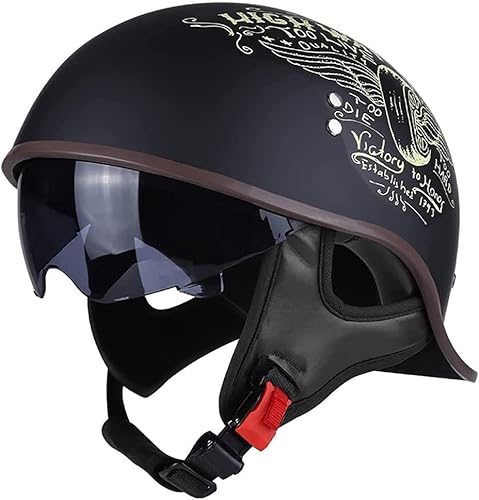 Halbhelme Motorradhelm Halbschalenhelm mit ECE-Zertifizierung Rollerhelm Cruiser Chopper Motorradhalbhelm mit Visier für Damen und Herren Erwachsen ( Color : 5 , Size : 57~58cm ) von VVPEC