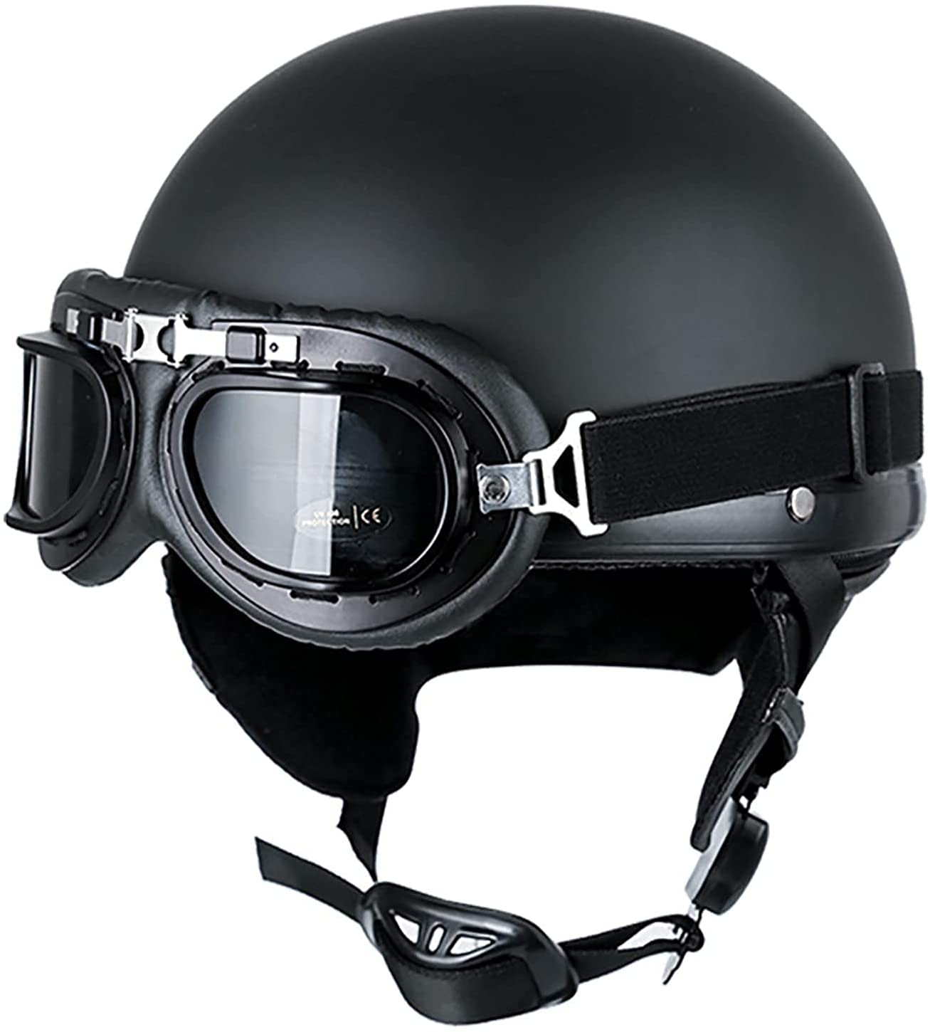 Motorrad-Halbhelm Sommer Mit UV-Schutzbrille – Baseballkappen-Stil – Moped-ATV-Helm DOT/ECE-zertifiziert For Roller, Moped, Baseballkappe, Herren Und Damen, Street Cruiser, Jet-Stil ( Size : 55~56cm ) von VVPEC