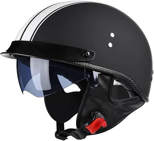 Motorradhelm Retro Motorrad Halbhelme mit Visier Halbschale Jet Helm mit Schutzbrille DOT/ECE-Zugelassen Mofa Motorrad-Helm Chopper Scooter-Helm Offenem Helm für Männer und Frauen ( Color : 3 , Size : von VVPEC