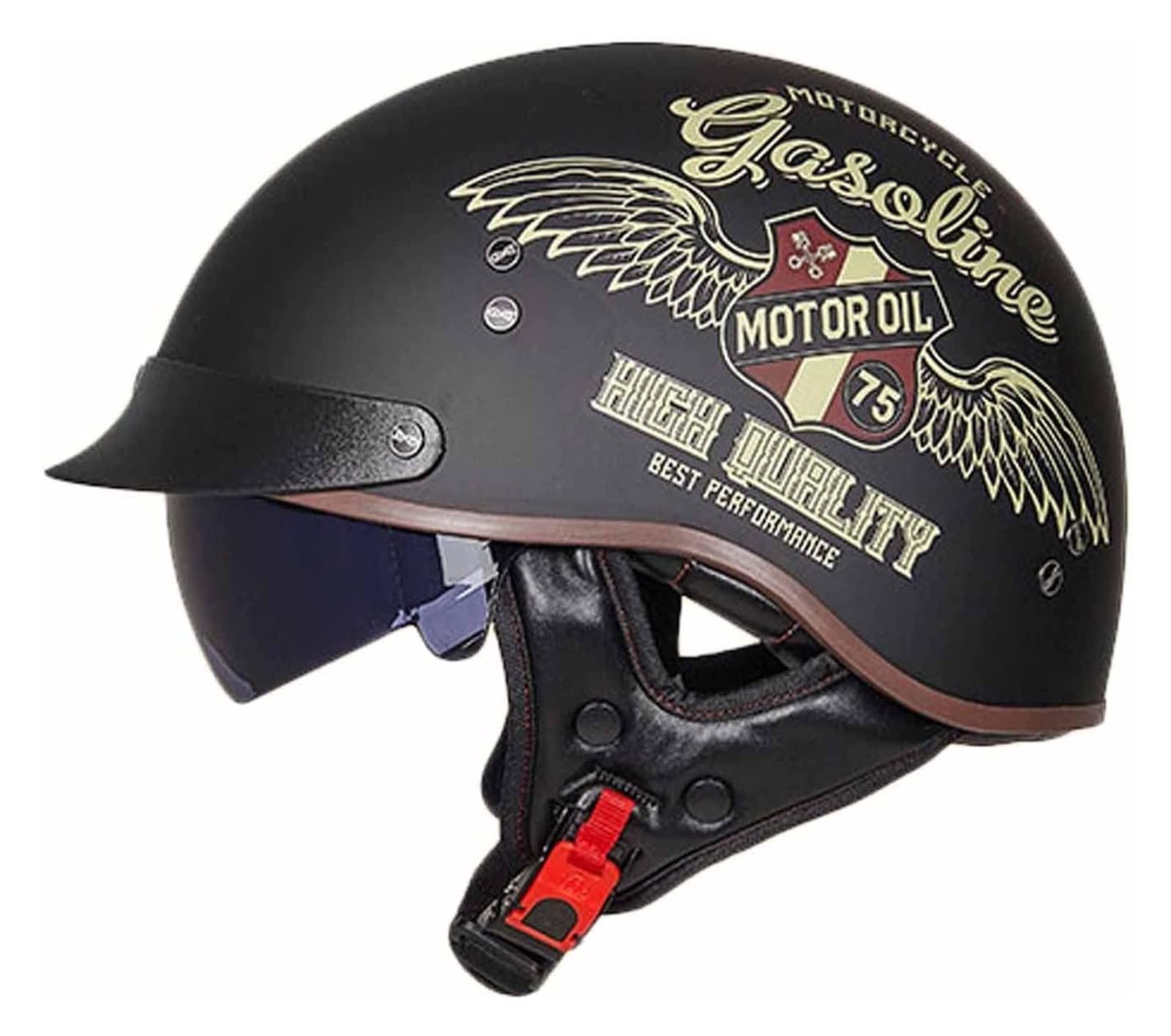 Retro Oldtimer Halbschale Jet-Helm Halbschalenhelm Mit ECE Genehmigt Brain-Cap Halbschale Roller-Helm mit Visier Scooter-Helm Chopper Helm Moped Helm Retro für Erwachsene Herren Damen ( Color : C , Si von VVPEC