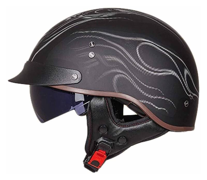 Retro Oldtimer Halbschale Jet-Helm Halbschalenhelm Mit ECE Genehmigt Brain-Cap Halbschale Roller-Helm mit Visier Scooter-Helm Chopper Helm Moped Helm Retro für Erwachsene Herren Damen ( Color : J , Si von VVPEC