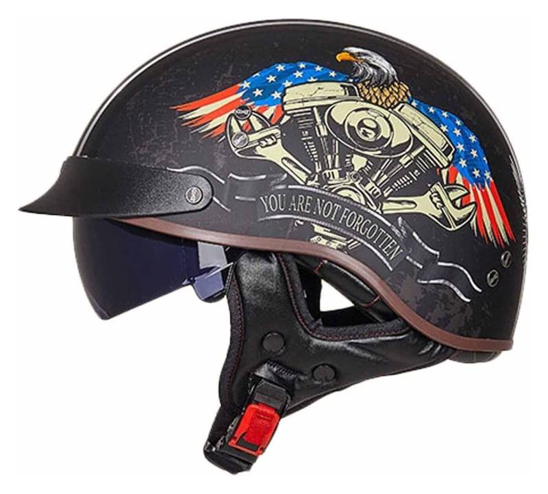 Retro Oldtimer Halbschale Jet-Helm Halbschalenhelm Mit ECE Genehmigt Brain-Cap Halbschale Roller-Helm mit Visier Scooter-Helm Chopper Helm Moped Helm Retro für Erwachsene Herren Damen ( Color : N , Si von VVPEC