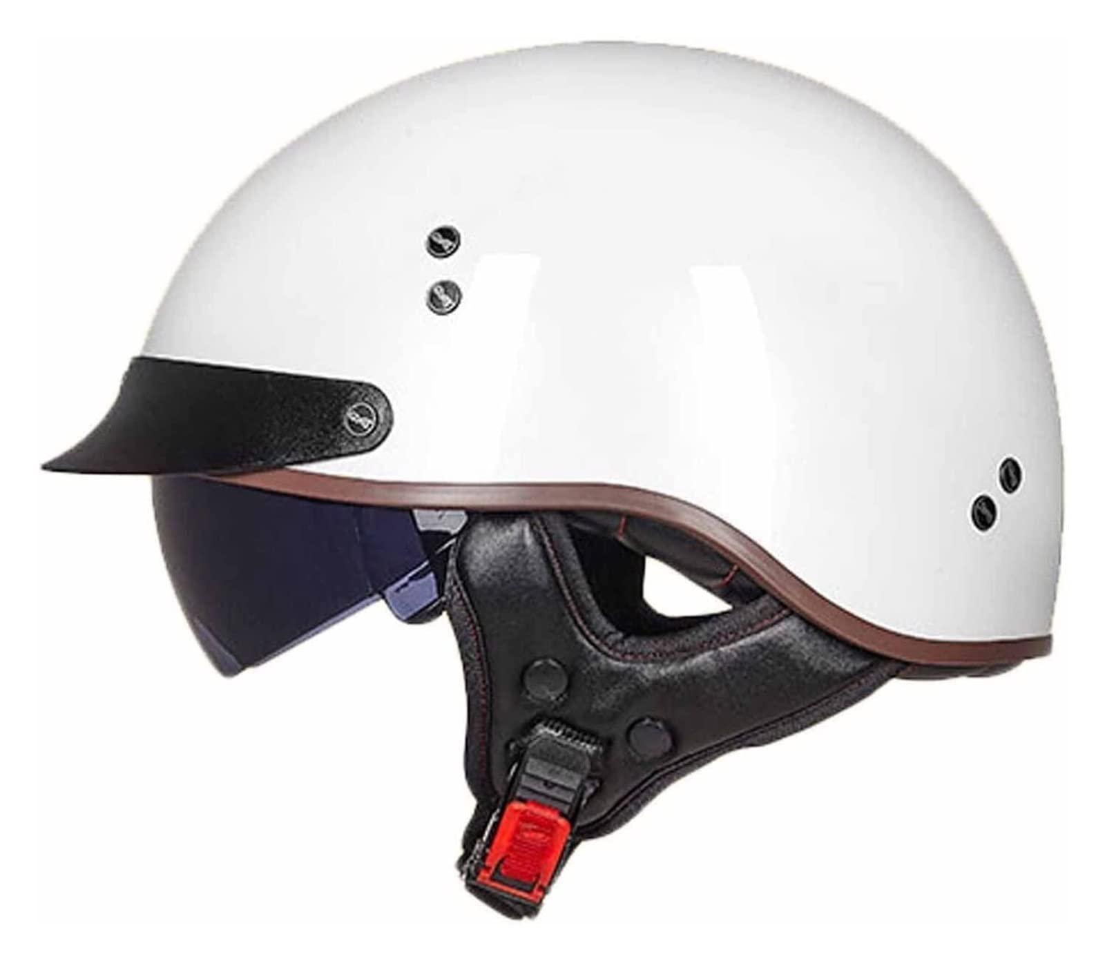 Retro Oldtimer Halbschale Jet-Helm Halbschalenhelm Mit ECE Genehmigt Brain-Cap Halbschale Roller-Helm mit Visier Scooter-Helm Chopper Helm Moped Helm Retro für Erwachsene Herren Damen ( Color : P , Si von VVPEC