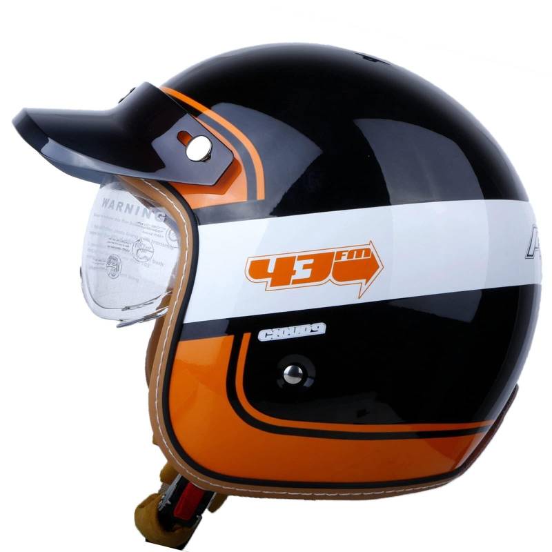 VVPEC Halbschalenhelm mit ECE Motorradhelm, Jethelm Retro, Chopper Helm, Scooter-Helm, Fahrradhelm, mit Schutzbrille und Schnellverschlussschnallen für Damen Herren Erwachsene(4,XL=61-62CM) von VVPEC