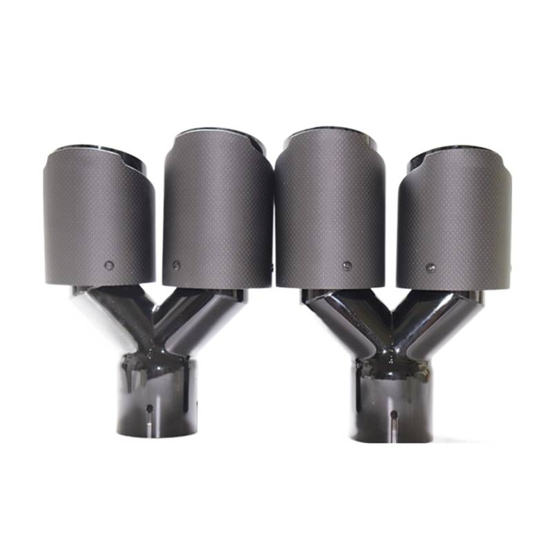 2pcs Matt Kohlefaser Schalldämpfer Spitze Y-Form Doppelausgang Auspuffrohr Schalldämpfer Düse Dekoration Universal Edelstahl Schwarz(51MM IN 101MM OUT) von VWAUGDKPS