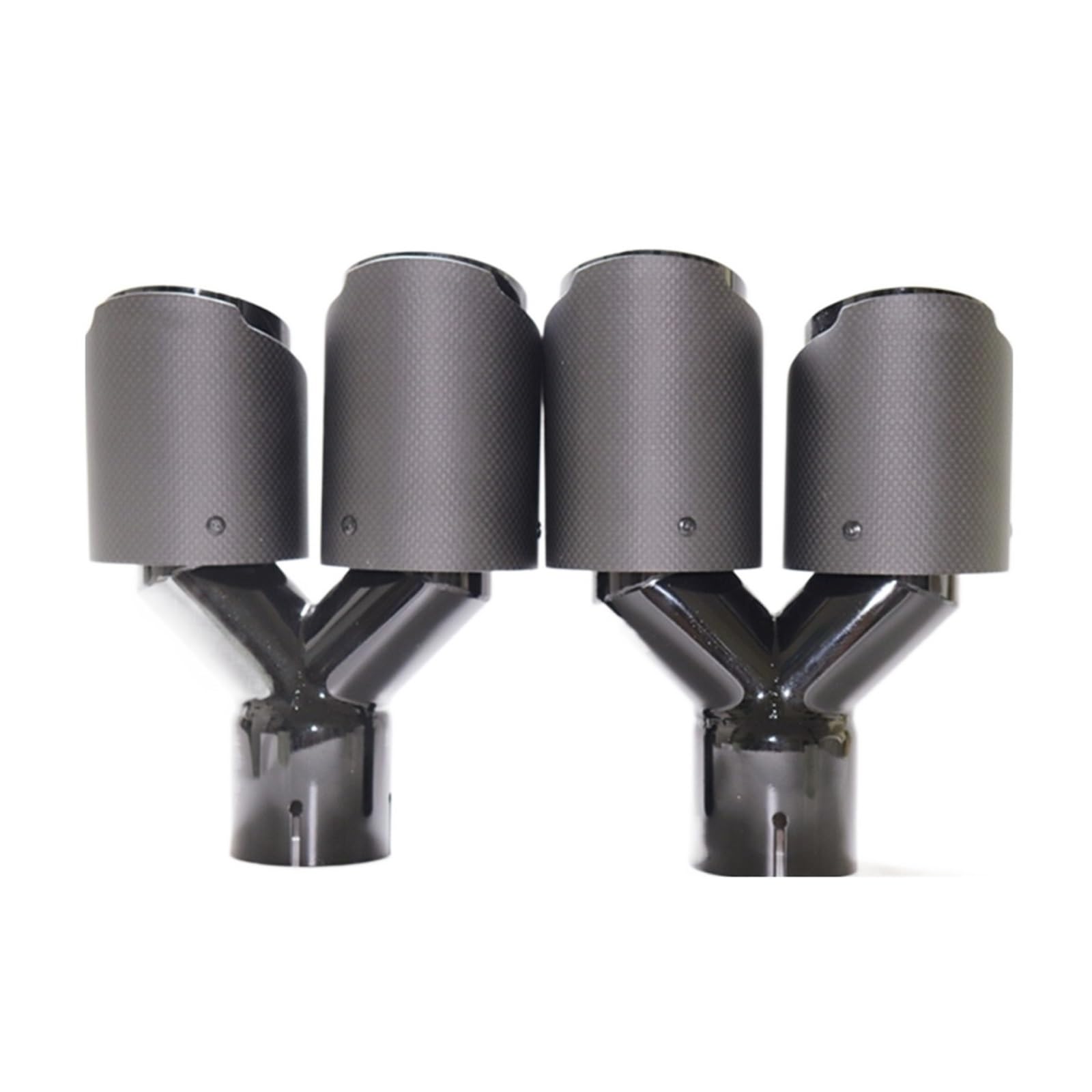 2pcs Matt Kohlefaser Schalldämpfer Spitze Y-Form Doppelausgang Auspuffrohr Schalldämpfer Düse Dekoration Universal Edelstahl Schwarz(51MM IN 89MM OUT) von VWAUGDKPS