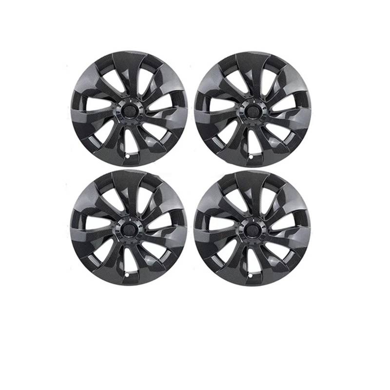 4Pcs 19 Inch Hub Cap Performance Replacement Wheel Cap Automobile Hubcap Full Cover Accessories Compatible With Tesla Model Y 2021-2022(Carbon-carbon logo) von VWAUGDKPS