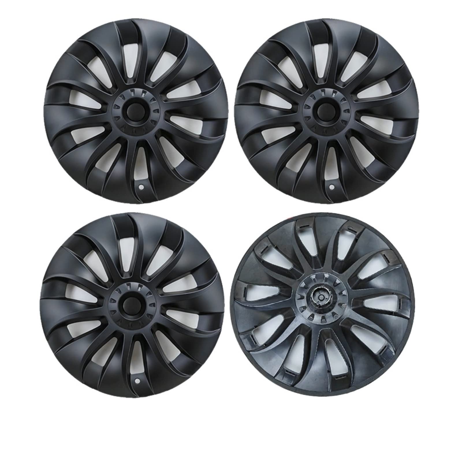 4pcs Kompatibel mit Tesla Modell Y Nabenkapsel Original Autowechsel Radkapsel 20 Zoll Automobil Navkap komplette Abdeckung Zubehör 2021 2022(4PCS Matte Schwarz) von VWAUGDKPS