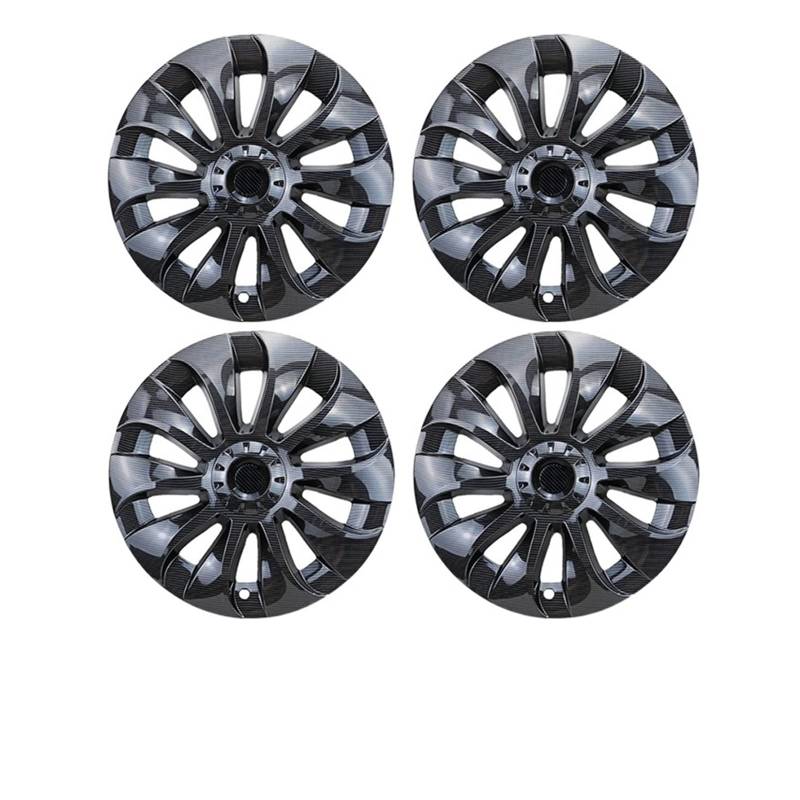 Compatible With Tesla Model Y Car 20-Inch Upgrade Cyclone Wheel Hub Cap Kit Full Coverage Upgrade Trim Replacement Decoration Accessories(Y carbon 20in 4PCS) von VWAUGDKPS