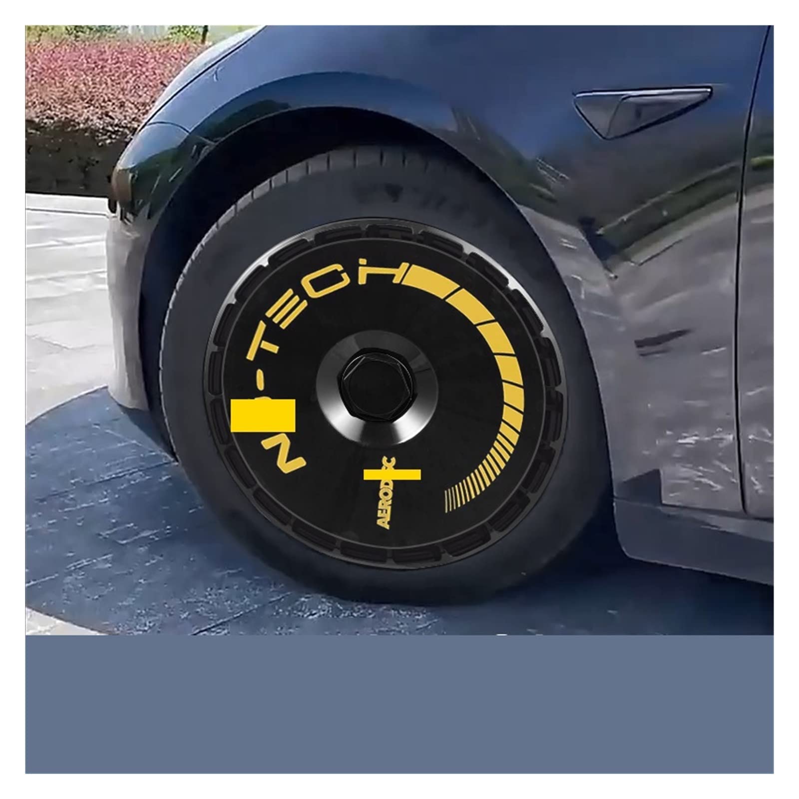 Kompatibel mit Tesla Model 3 Model Y 19 Zoll 18 Zoll Auto Masked Knight Hub Cap Abdeckung Kit Refit Dekoration Zubehör Rad Hubcap Aufkleber(18 In 3 Schwarz B 4PCS) von VWAUGDKPS