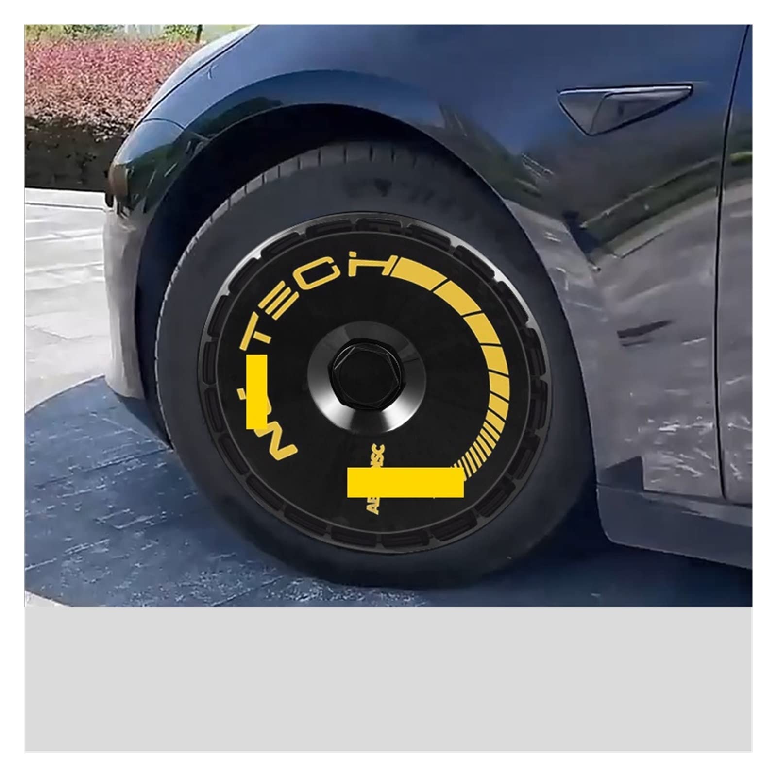 Kompatibel mit Tesla Model 3 Model Y 19 Zoll 18 Zoll Auto Masked Knight Hub Cap Abdeckung Kit Refit Dekoration Zubehör Rad Hubcap Aufkleber(19 In Y Black B 4PCS) von VWAUGDKPS