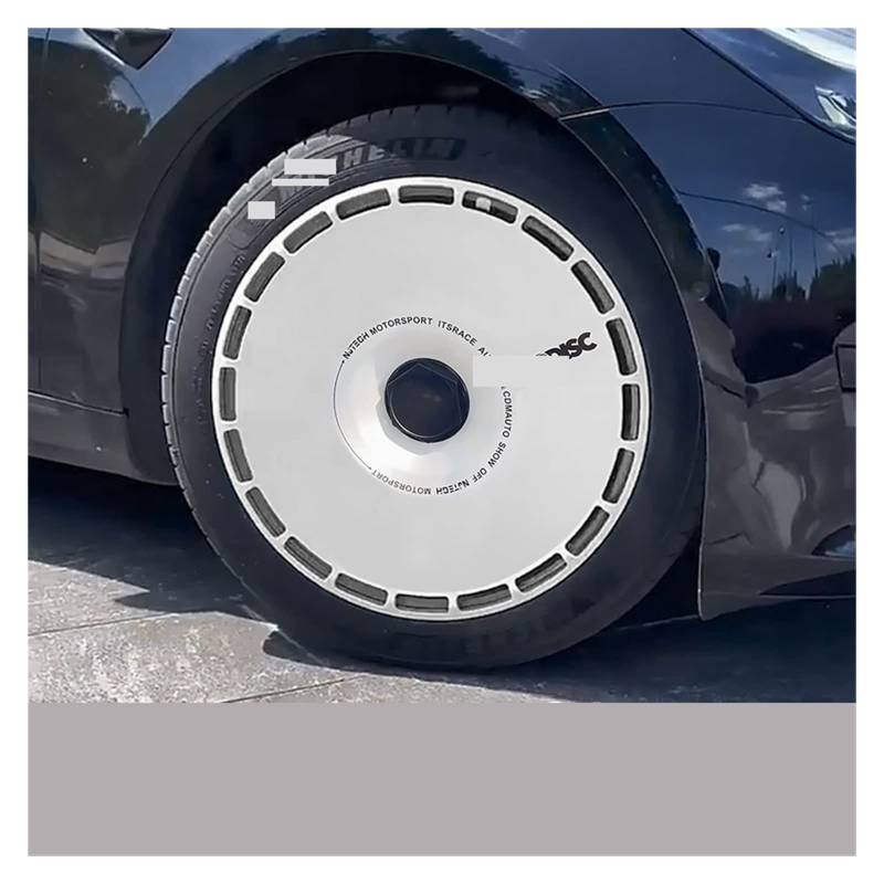 Kompatibel mit Tesla Model 3 Model Y 19 Zoll 18 Zoll Auto Masked Knight Hub Cap Abdeckung Kit Refit Dekoration Zubehör Rad Hubcap Aufkleber(19 In Y White A 4PCS) von VWAUGDKPS