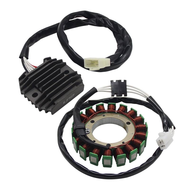 Motorrad Magneto Stator Spule + Spannungsregler Gleichrichter Kompatibel Mit Yamaha XVS400 XVS400C Drag Star Classic 4TR-81410-00 5KP-8196000 von VWAUGDKPS