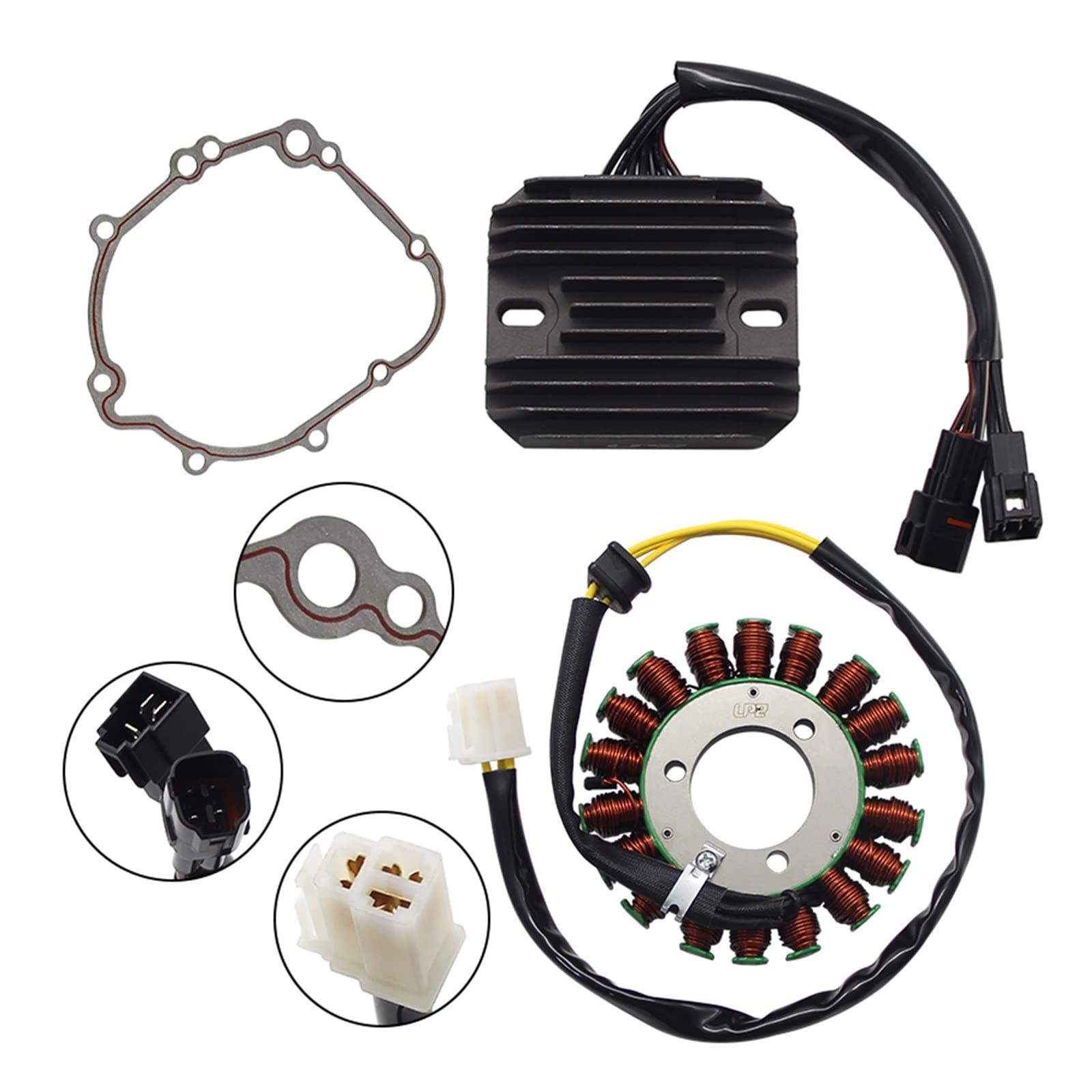 Stator Coil+Voltage Regulator Rectifier+Clutch Engine Cover Gask Compatible With Compatible With Suzuki GSXR600 GSXR750 31401-01H00 32800-02H00 32800-21H00 von VWAUGDKPS