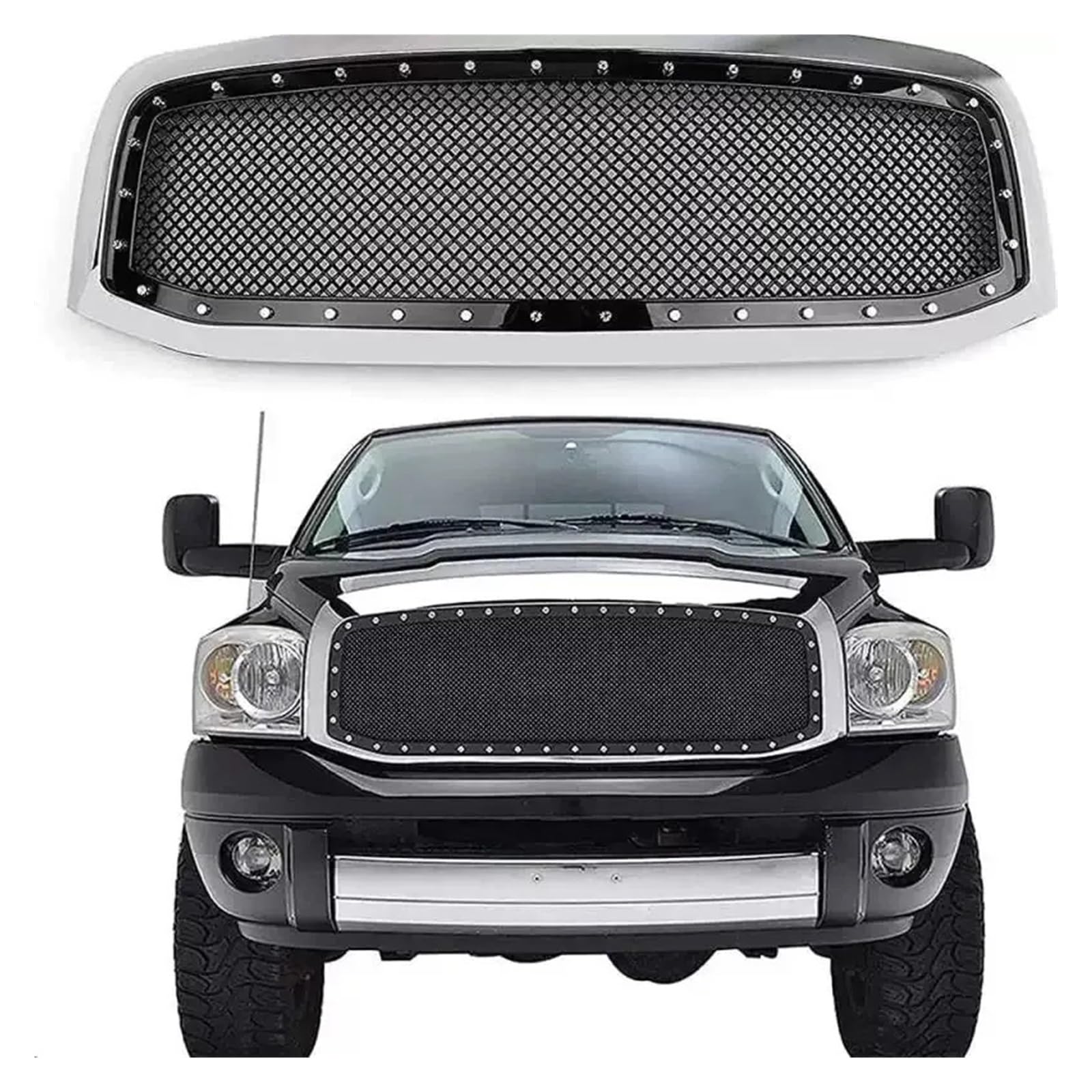 1 stücke Front Stoßstange Grill Maske Kühlergrill Kompatibel for Dodge Ram Dodge Ram 1500 2500 3500 06-09(Chrome1) von VWUEWJE