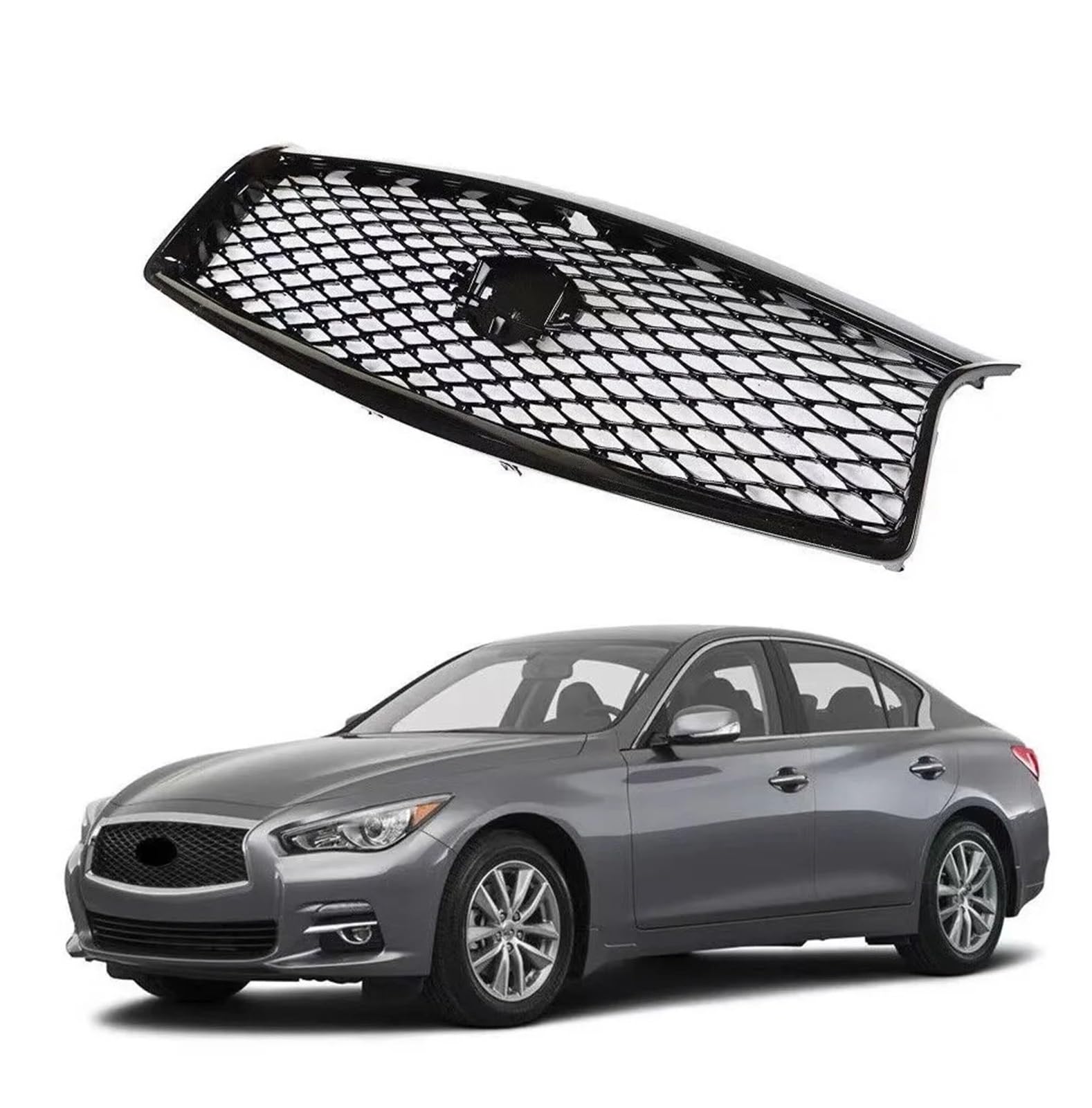 Auto Kühlergrill Racing Grill Ersatz Body Kit Obere Stoßstange Haube Mesh Gitter Kompatibel for Infiniti Q50 2014-2017(Carbon Look) von VWUEWJE