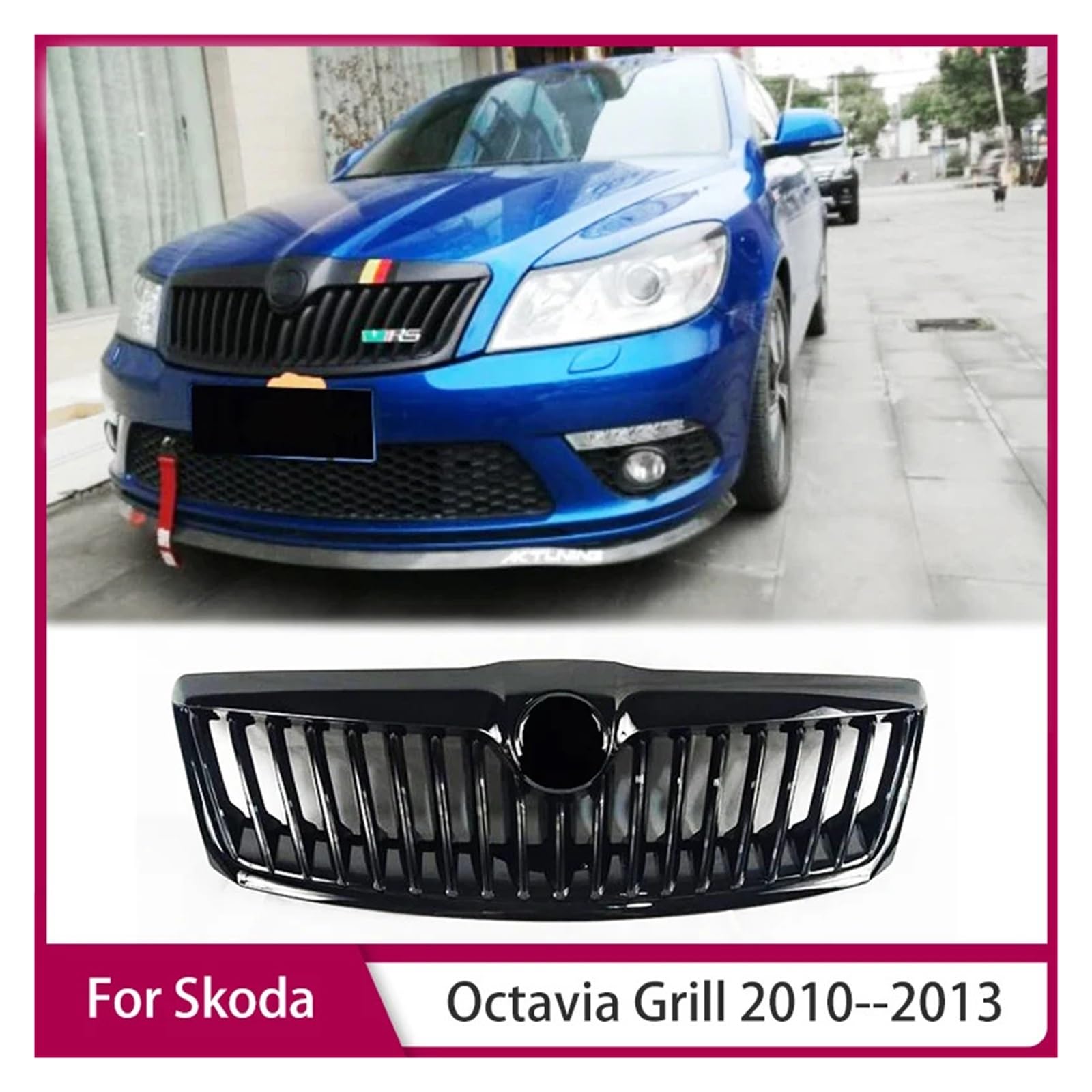 Frontstoßstangengrill Racing Frontstoßstange Kompatibel for Skoda Octavia Grill 2010-2013 Body Kit Zubehör Autoteile Lufteinlassgitter(Matt Black1) von VWUEWJE