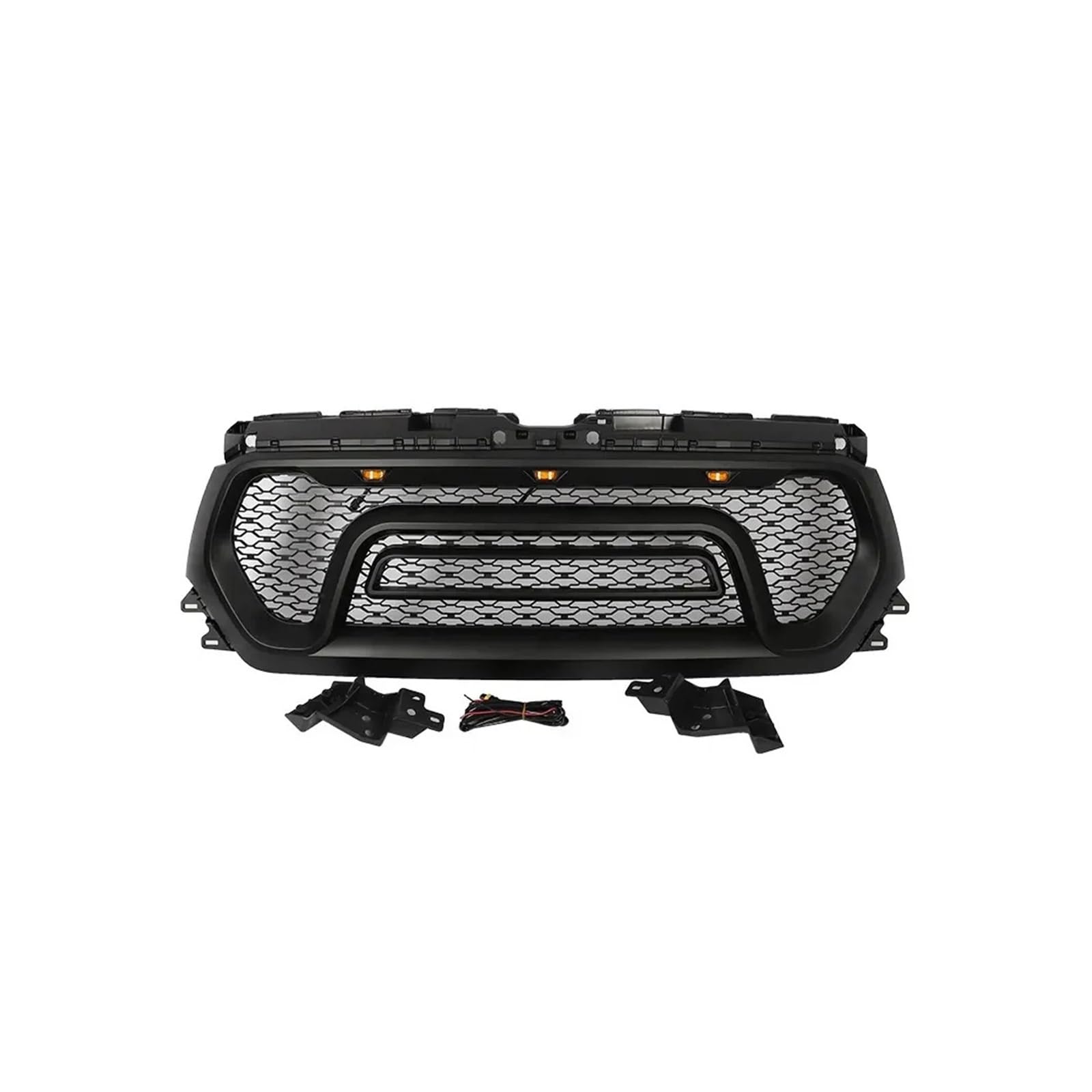 Kühlergrill im Rebel-Stil mit Licht, Mattschwarz, kompatibel mit Dodge RAM 1500 2019–2022, Frontgrill, Renngrill, Auto-Ersatzgitter von VWUEWJE