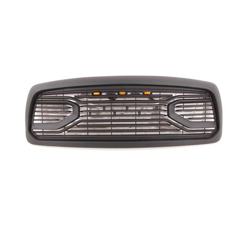 Kühlerverkleidung, Autogrill, Motorhaubengitter, Frontgrill, obere Stoßstangengitter, modifiziert, kompatibel mit Dodge Ram 1500 2002–2005(Black with Lights) von VWUEWJE