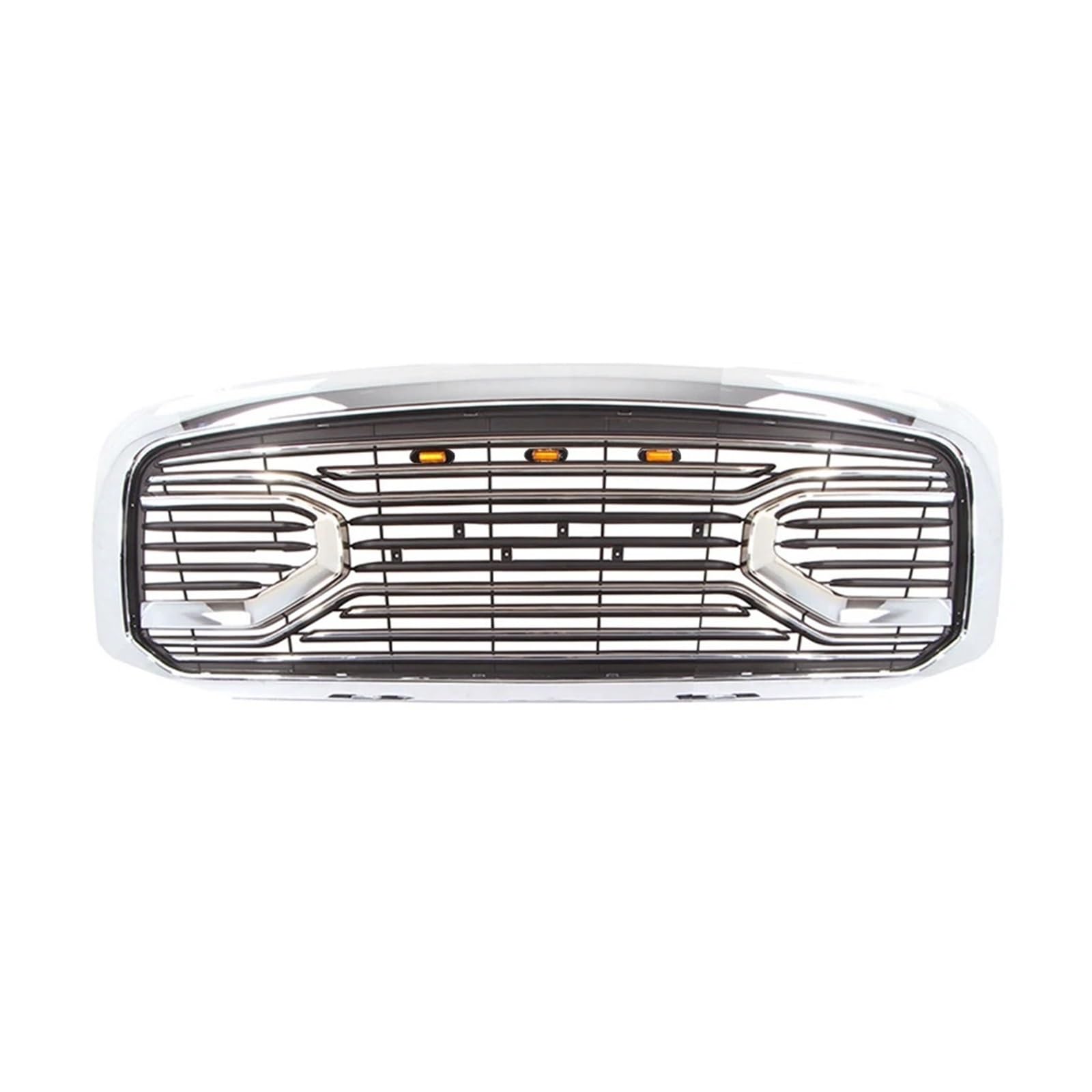 Kühlerverkleidung, Autogrill, Motorhaubengitter, Frontgrill, obere Stoßstangengitter, modifiziert, kompatibel mit Dodge Ram 1500 2002–2005(Chrome with Lights) von VWUEWJE