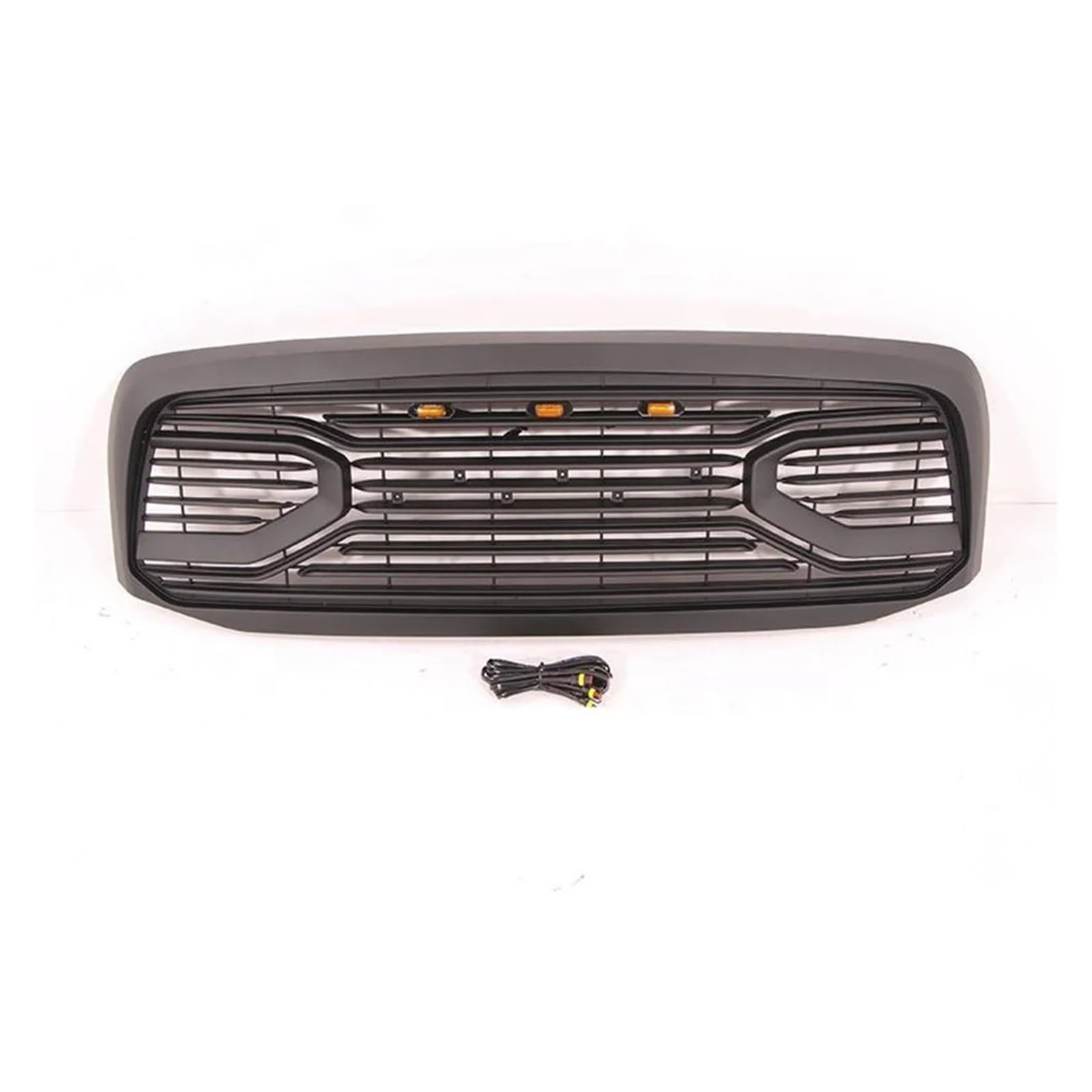 Oberer Stoßstangengrill im Big Horn-Stil mit Lichtern und Buchstabengitter, kompatibel mit Dodge RAM 1500 2006–2008, Zubehör for vorderen mittleren Netzgrill(Black with Lights) von VWUEWJE