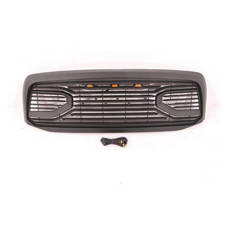 Oberer Stoßstangengrill im Big Horn-Stil mit Lichtern und Buchstabengitter, kompatibel mit Dodge RAM 1500 2006–2008, Zubehör for vorderen mittleren Netzgrill(Black with Lights) von VWUEWJE