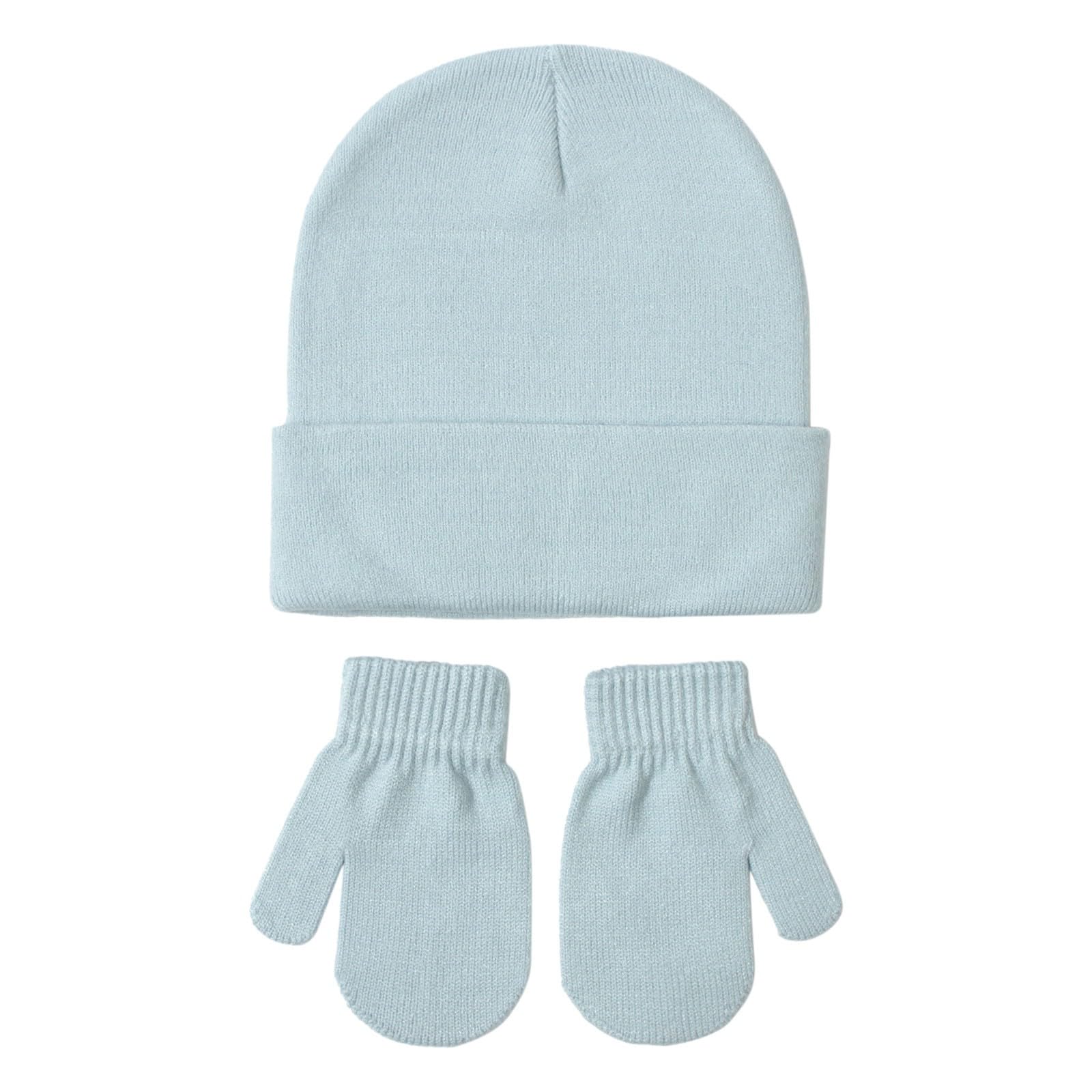 VYLYNL Set mit 6 Baby-Mützen und Fäustlingen, Set für Neugeborene, Neugeborene, Babys, Jungen, Mädchen, gestrickte Fäustlinge für Kinder (Blau, 2–5 Jahre) von VYLYNL