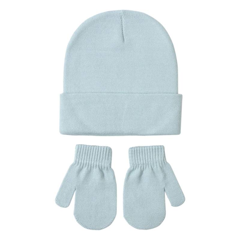 VYLYNL Set mit 6 Baby-Mützen und Fäustlingen, Set für Neugeborene, Neugeborene, Babys, Jungen, Mädchen, gestrickte Fäustlinge für Kinder (Blau, 3–18 Monate) von VYLYNL