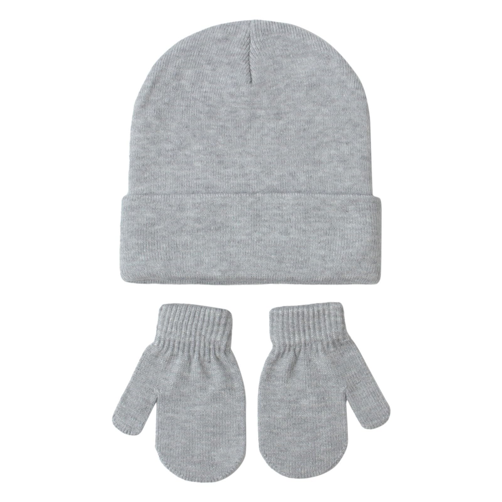 VYLYNL Set mit 6 Baby-Mützen und Fäustlingen, Set für Neugeborene, Neugeborene, Babys, Jungen, Mädchen, gestrickte Fäustlinge für Kinder (Grau, 2–5 Jahre) von VYLYNL