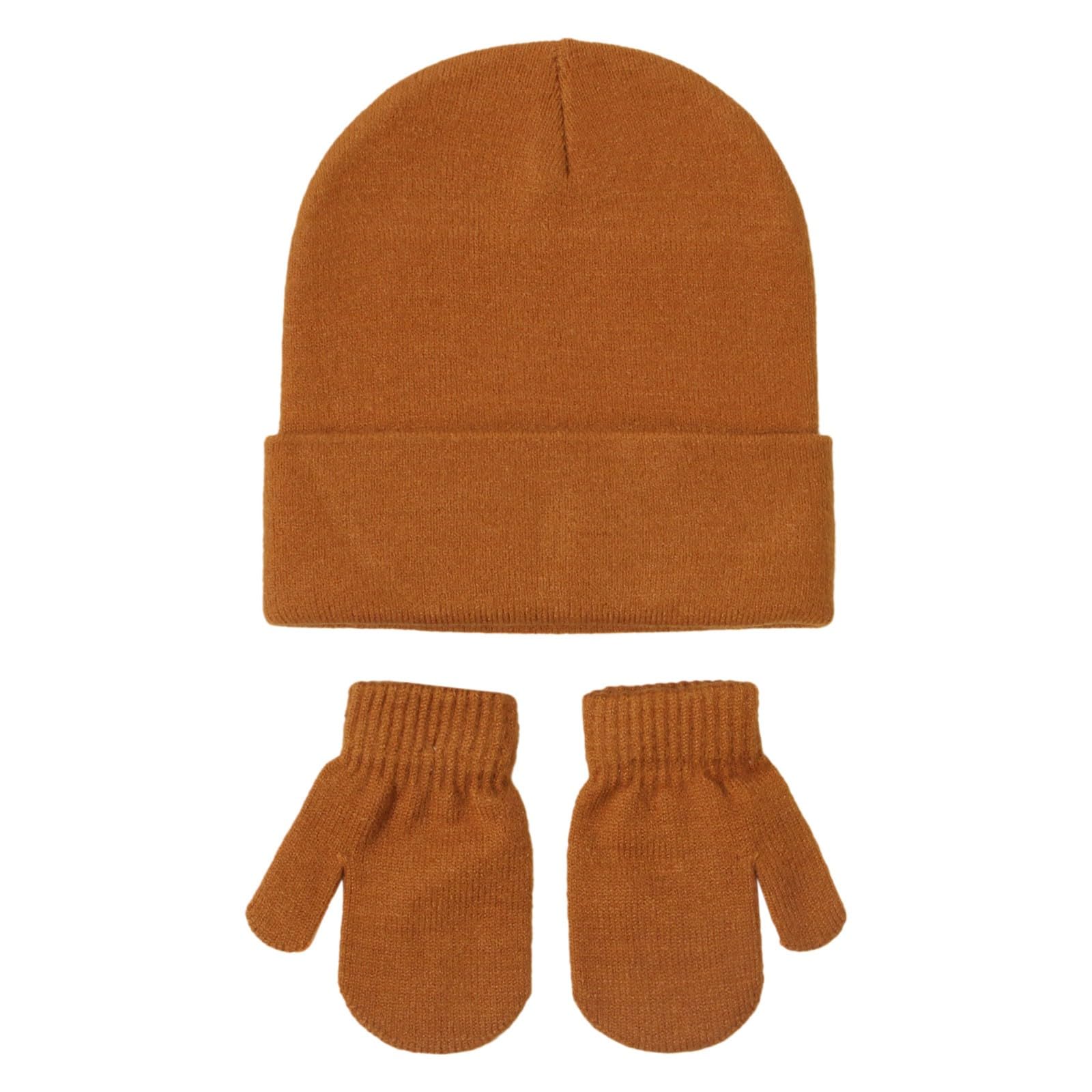 VYLYNL Set mit 6 Baby-Mützen und Fäustlingen, Set für Neugeborene, Neugeborene, Babys, Jungen, Mädchen, gestrickte Fäustlinge für Kinder (Kaffee, 2–5 Jahre) von VYLYNL