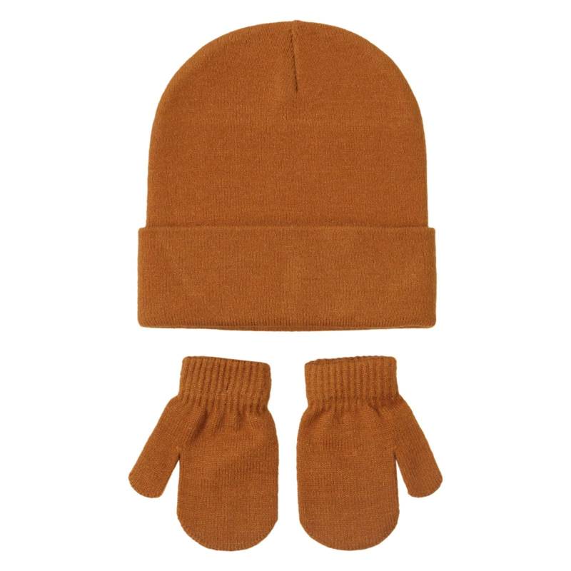 VYLYNL Set mit 6 Baby-Mützen und Fäustlingen, Set für Neugeborene, Neugeborene, Babys, Jungen, Mädchen, gestrickte Fäustlinge für Kinder (Kaffee, 3–18 Monate) von VYLYNL