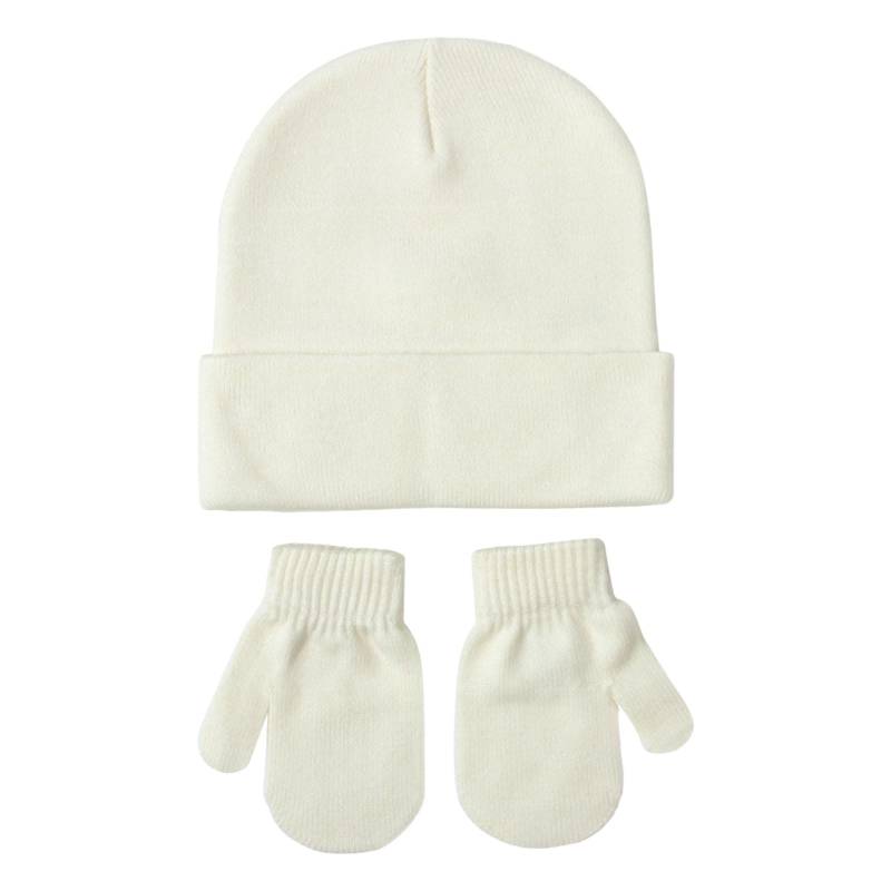 VYLYNL Set mit 6 Baby-Mützen und Fäustlingen, Set für Neugeborene, Neugeborene, Babys, Jungen, Mädchen, gestrickte Fäustlinge für Kinder (weiß, 3–18 Monate) von VYLYNL