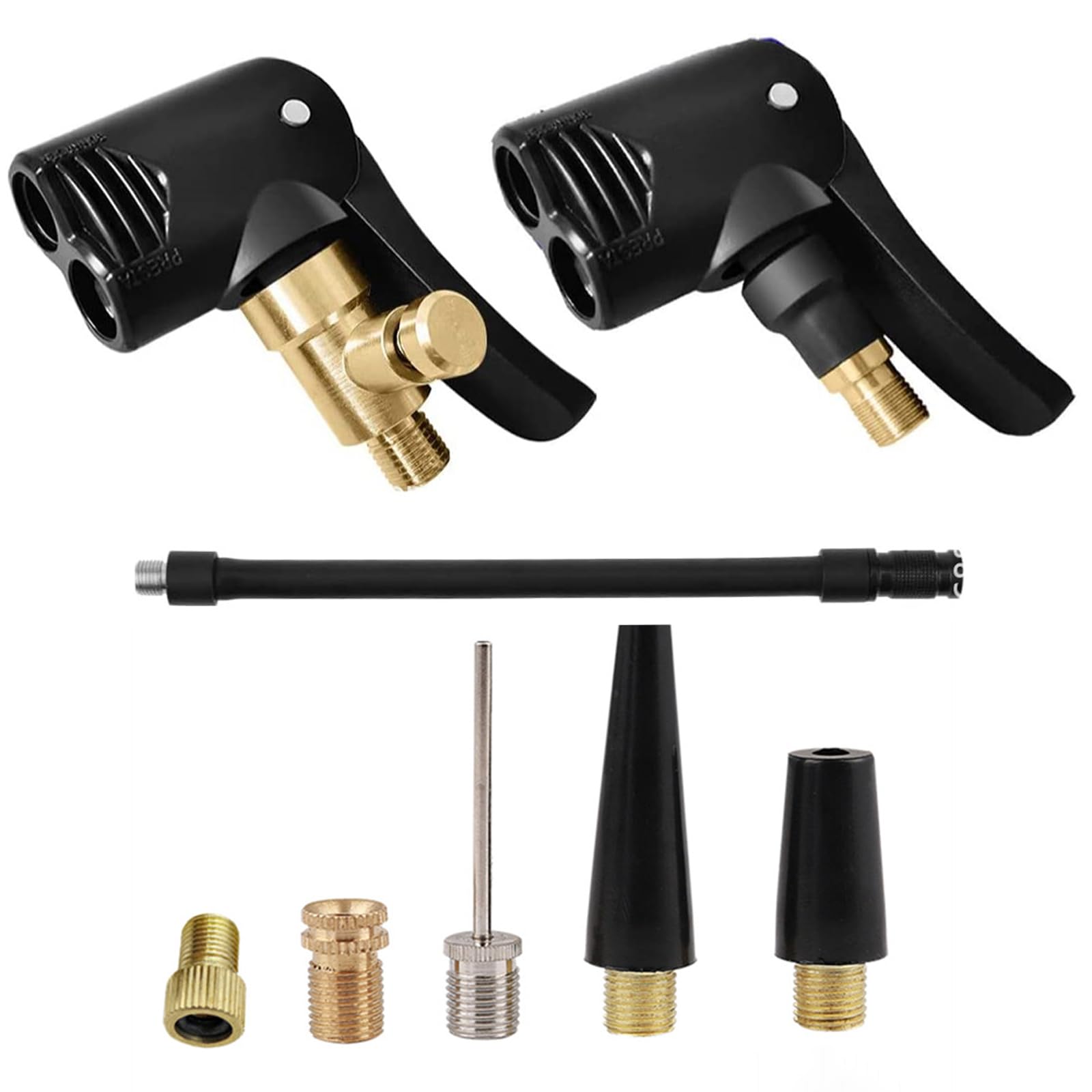 VZU 2 Stück Messing Autoventil Adapter, Autoventil Hebelstecker, Amerikanisches und Französisches Standard-Reifenventil Hebelstecker mit Sicherheitshebel, für Autos, Fahrräder, Motorräder, LKWs von VZU