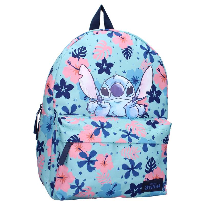 Disney Lilo & Stitch Rucksack STITCH Hawaii Blumen - Rucksack für Jungen | Schule | Freizeit - Farbe Hellblau - Größe 39 x 29 x 12 cm, hellblau, Einheitsgröße von Vadobag