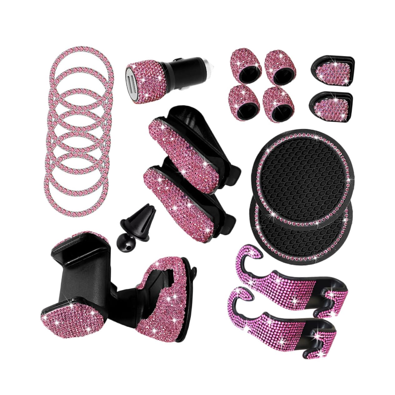 Vaguelly Auto Haken Zubehör Bling Dekoration Für Innenraum Pinke Auto Accessoires Für Auto Innendekoration Hochwertige Diamantverzierungen von Vaguelly